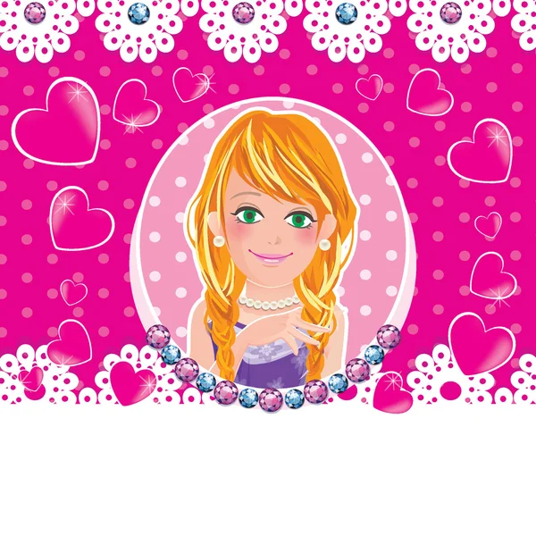 Blonde girl in a pink frame — Stock Vector