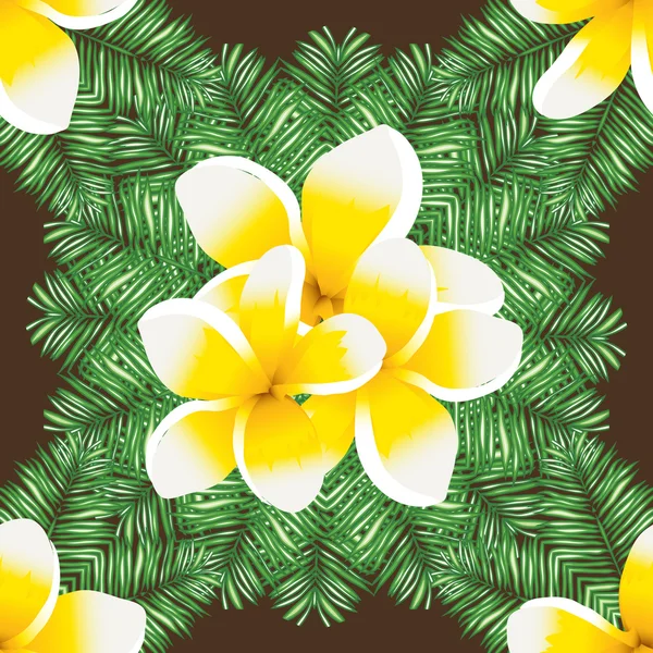 Plumeria modèle vectoriel sans couture palme — Image vectorielle