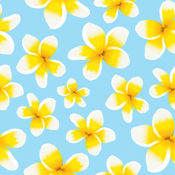 Seamless pattern yellow plumeria — Stock Vector