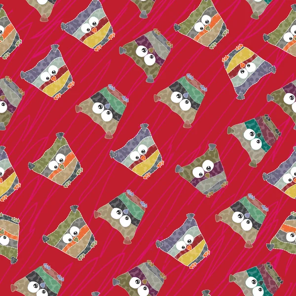 Бесшовный рисунок с цветными совами . — стоковый вектор