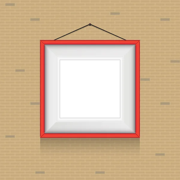 Frame for paintings on the brick wall — Stock Vector