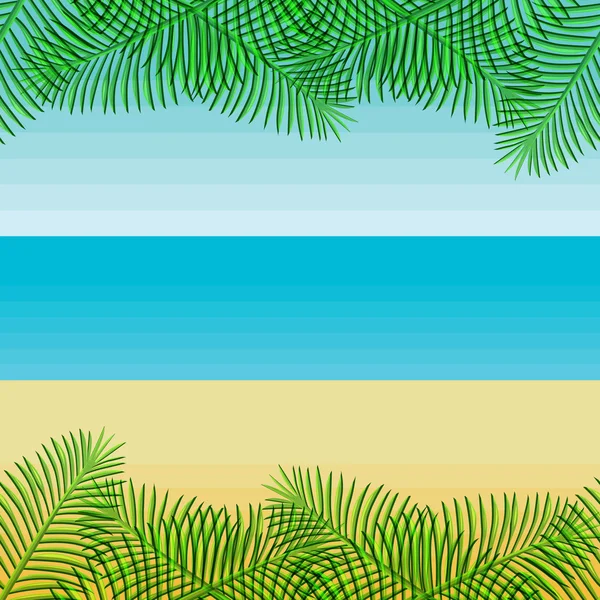 Beach with palm leaves. — Stock Vector