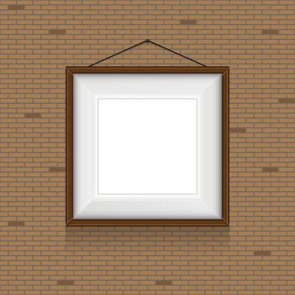 Frame for paintings  on the brick wall — Stock Vector