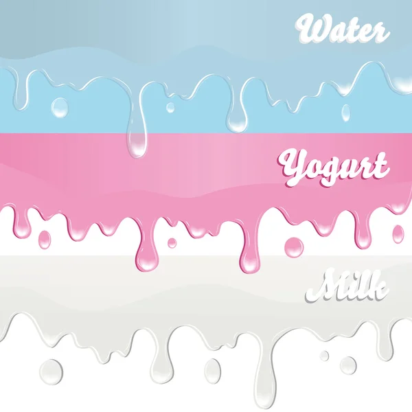 Milk, yogurt, water drips — Stock Vector