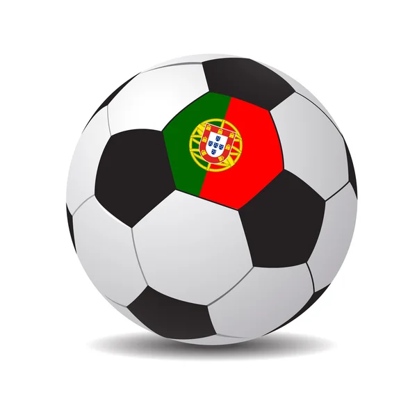 Voetbal met de vlag van Portugal — Stockvector