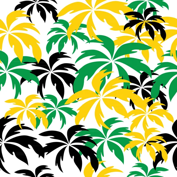 Palmbomen in jamaica kleuren. naadloze achtergrond. — Stockvector