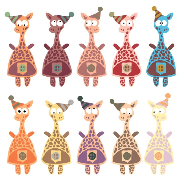 Giraffes in retro style. — Stock Vector
