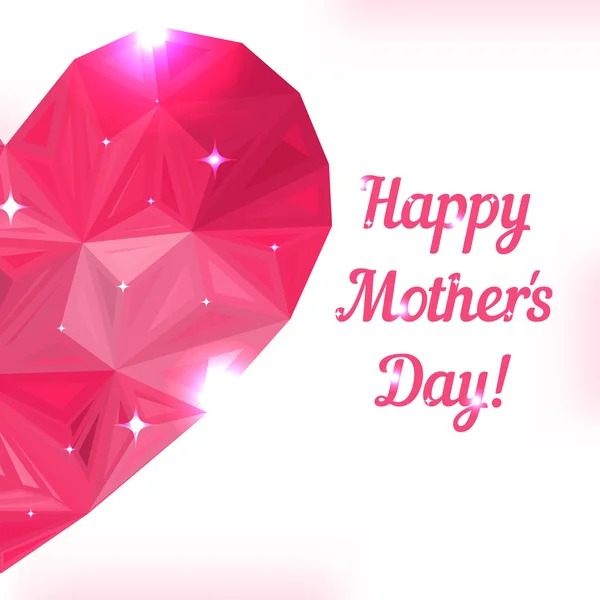 Happy Mother day. Love symbol. Pink origami heart on white. — Stock Vector