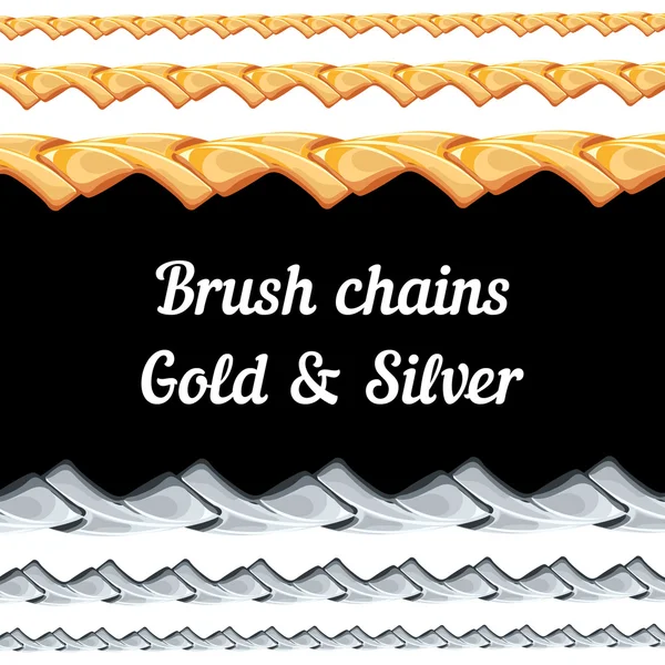 Ensemble de brosses métalliques chaînes — Image vectorielle