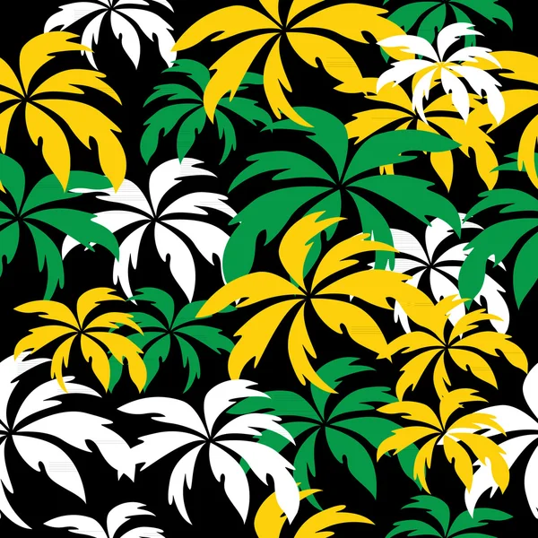 ジャマイカ色のヤシの木。シームレスな背景. — ストックベクタ