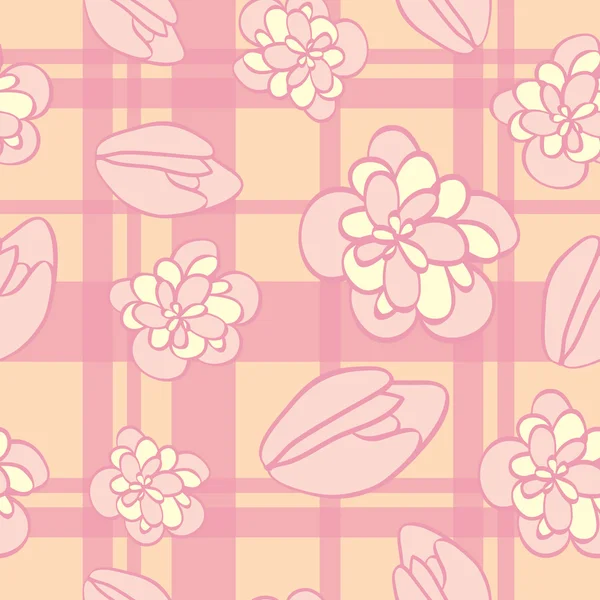 Naadloze patroon met bloemen en knoppen — Stockvector