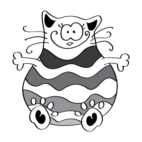 Funny striped cat sitting. — Stock Vector