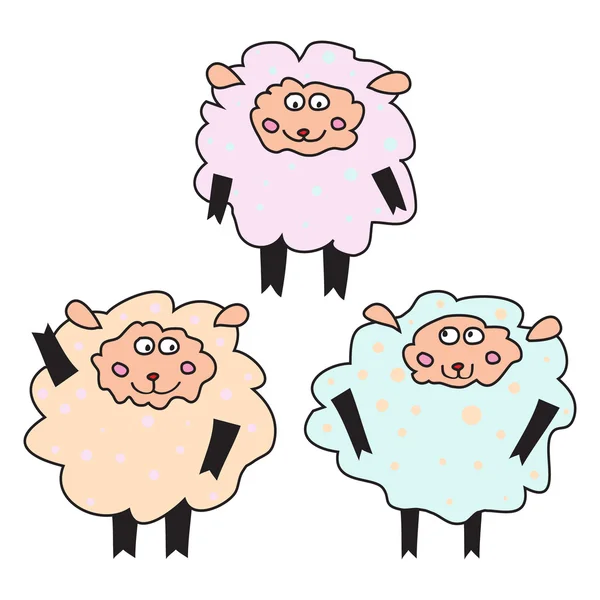 Set van plezier sheeps — Stockvector