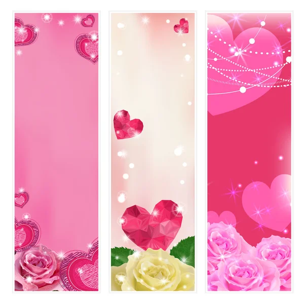 Conjunto de banners de amor vetorial. Elementos para design . — Vetor de Stock