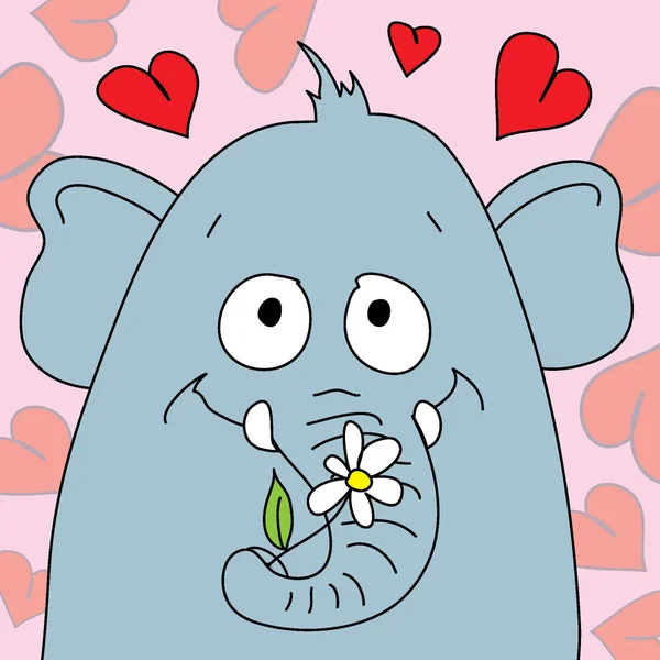 Elefante con corazones — Archivo Imágenes Vectoriales