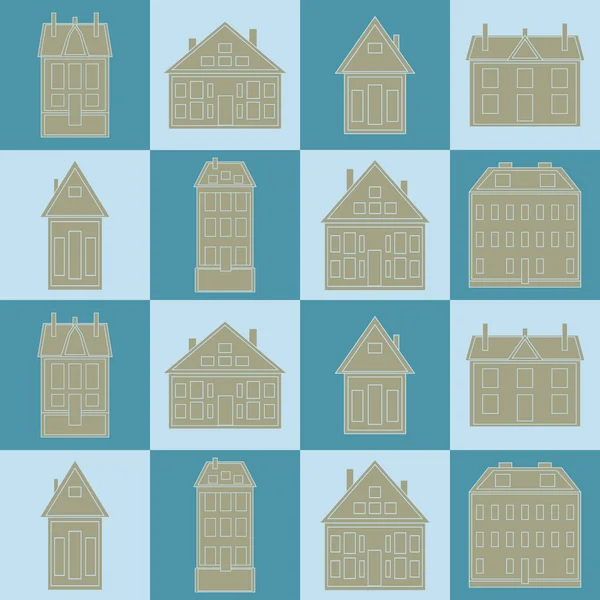 Casas coloridas vintage — Vector de stock