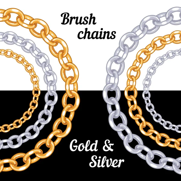 Set of chains metal brushes — Stock Vector