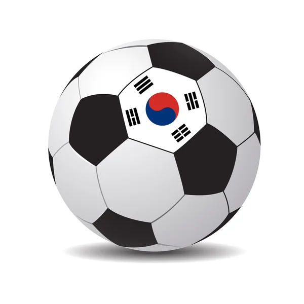 Pallone da calcio con la bandiera della Corea del Sud — Vettoriale Stock