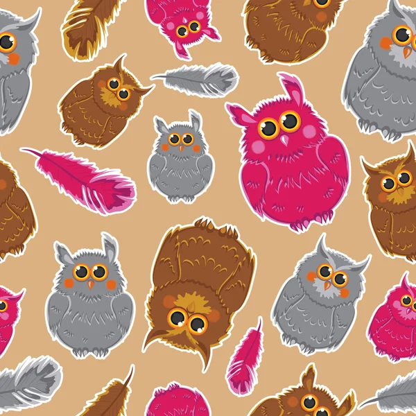 Seamless pattern with colored owls. — Διανυσματικό Αρχείο