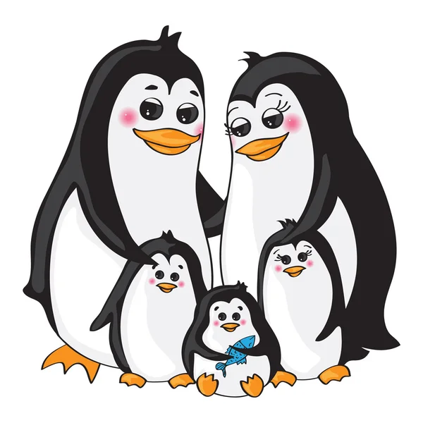 Pinguins família no fundo branco . —  Vetores de Stock