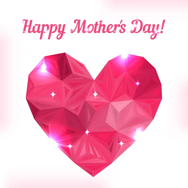 Happy Mother day. Love symbol. Pink origami heart on white. — Stock Vector