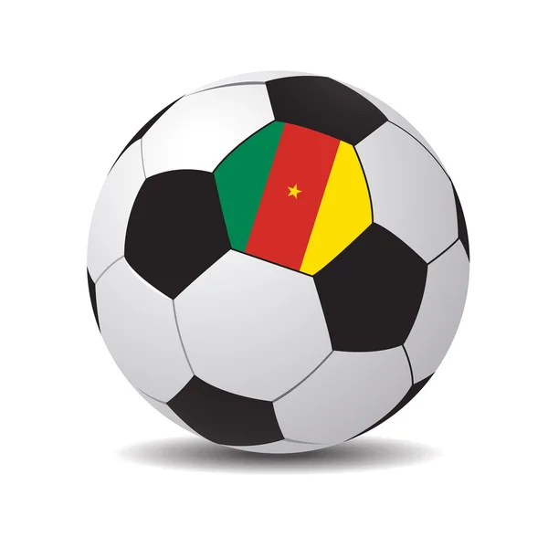 Ballon de football avec le drapeau du Cameroun — Image vectorielle