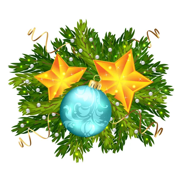 Christmas ball and stars — Stock Vector