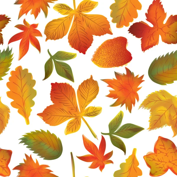 Bezešvé pattern podzimní listí vektoru — Stockový vektor