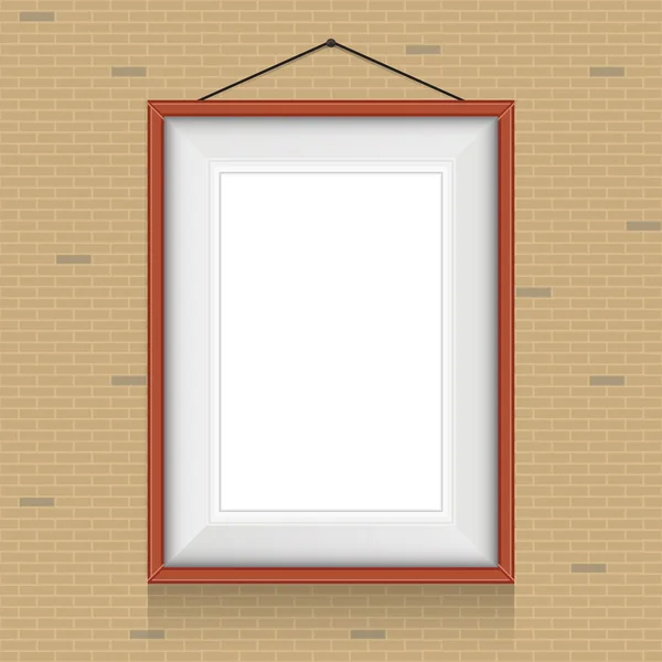 Frame for paintings on the brick wall — Stock Vector