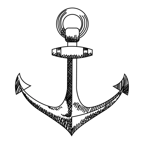Icono del ancla. vector náutico aislado blanco, negro — Vector de stock