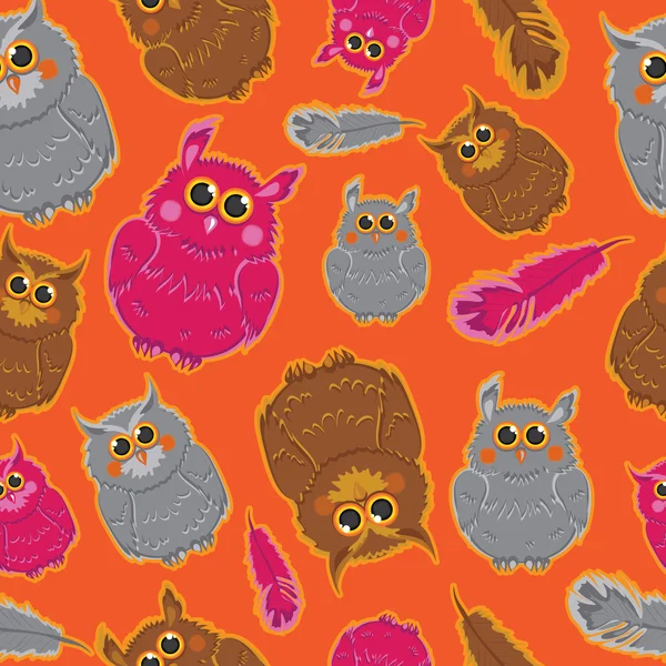 Seamless pattern with colored owls. — Διανυσματικό Αρχείο