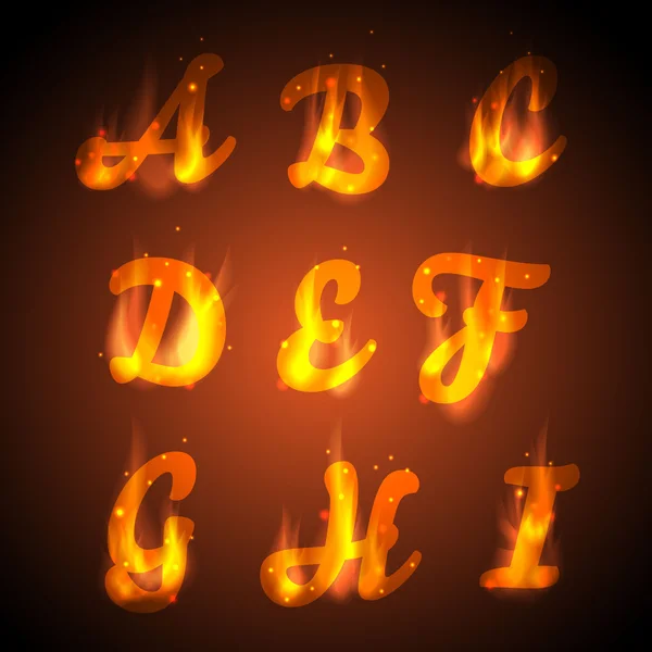 Fire alphabet. — Stock Vector