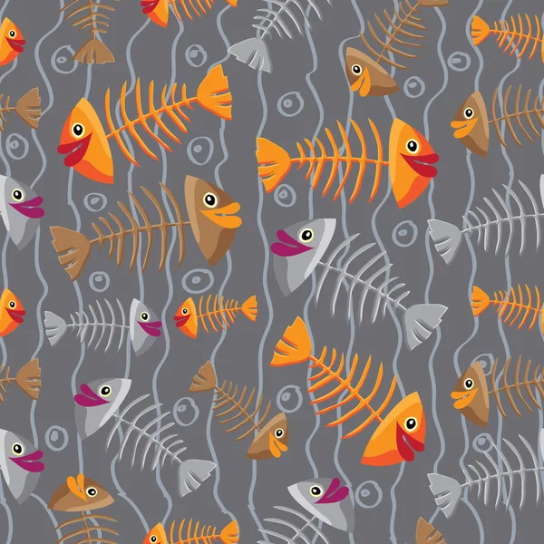 Fish skeletons and bubbles. — Stock Vector