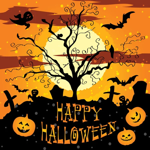 Halloween illustratie kerkhof — Stockvector