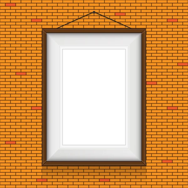 Frame for paintings  on the brick wall — Stock Vector