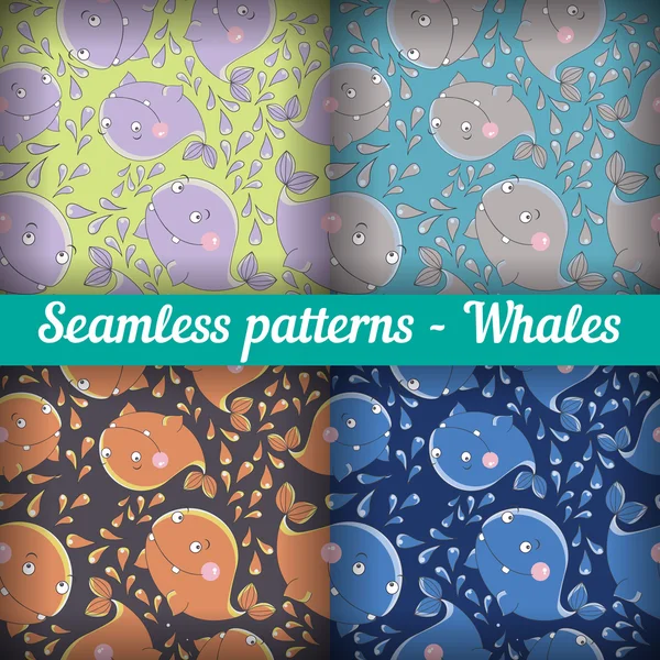 Baleines motif sans couture . — Image vectorielle