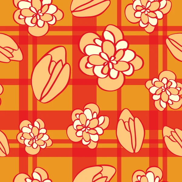 Seamless pattern with flowers and buds — Stock Vector