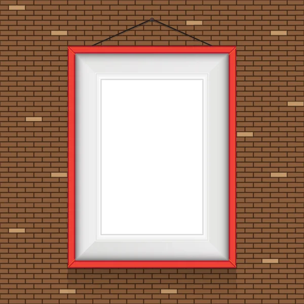 Frame for paintings on the brick wall — Stock Vector