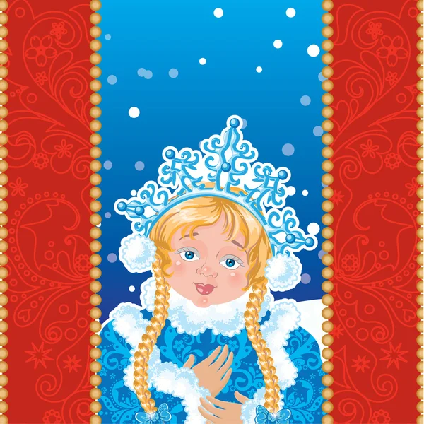 Snow Maiden  with white snowflakes. — Stock Vector