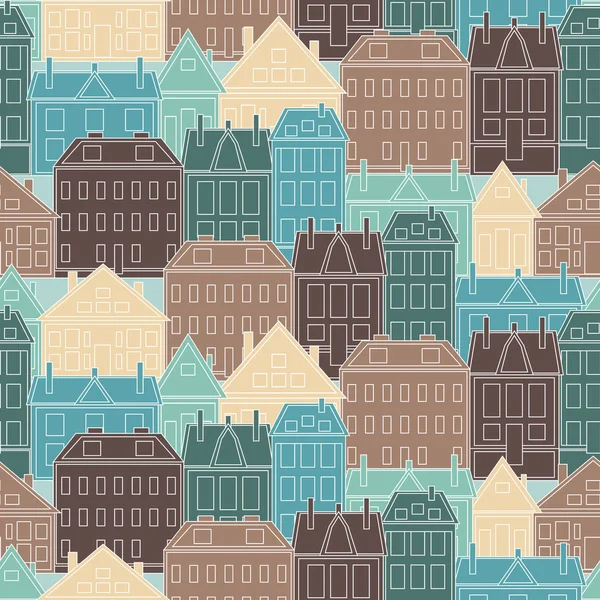 Vintage houses. Seamless background. — Stock Vector