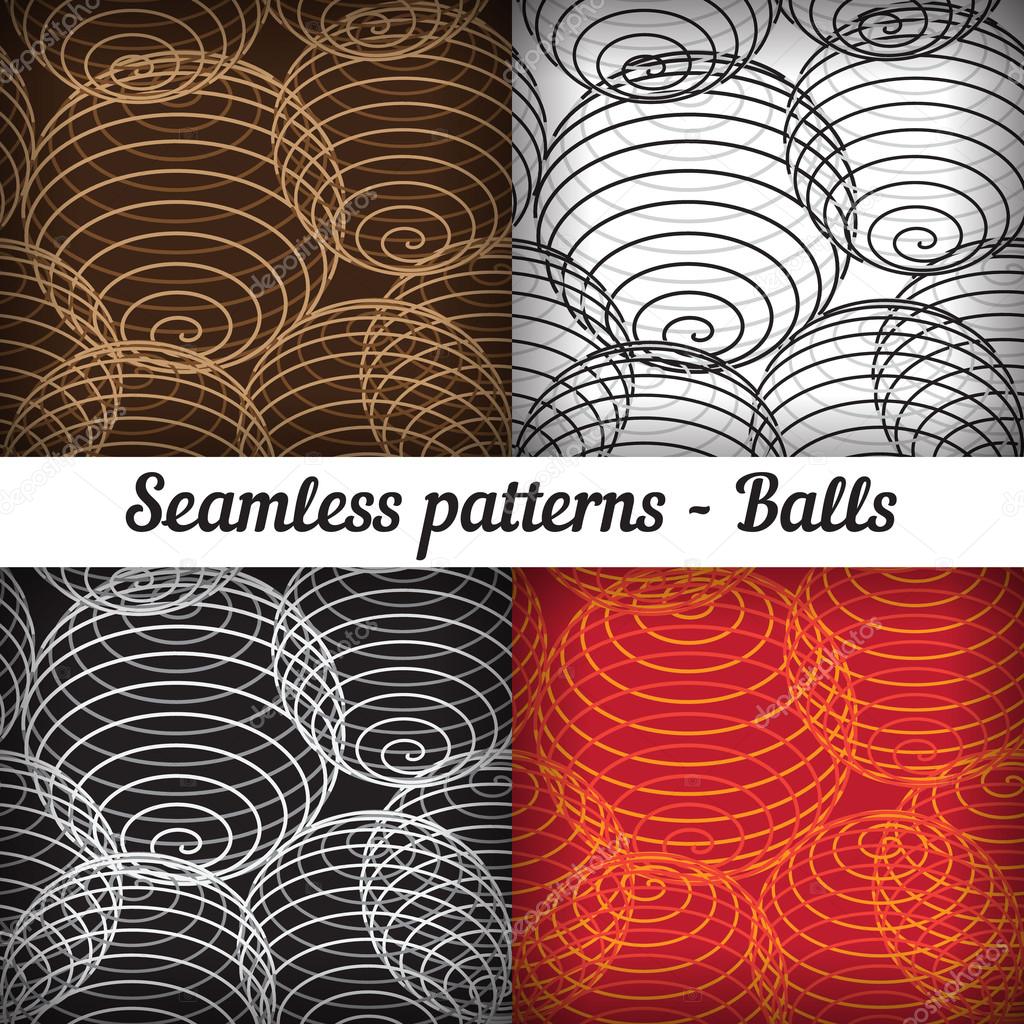 Shaped balls seamless patterns.