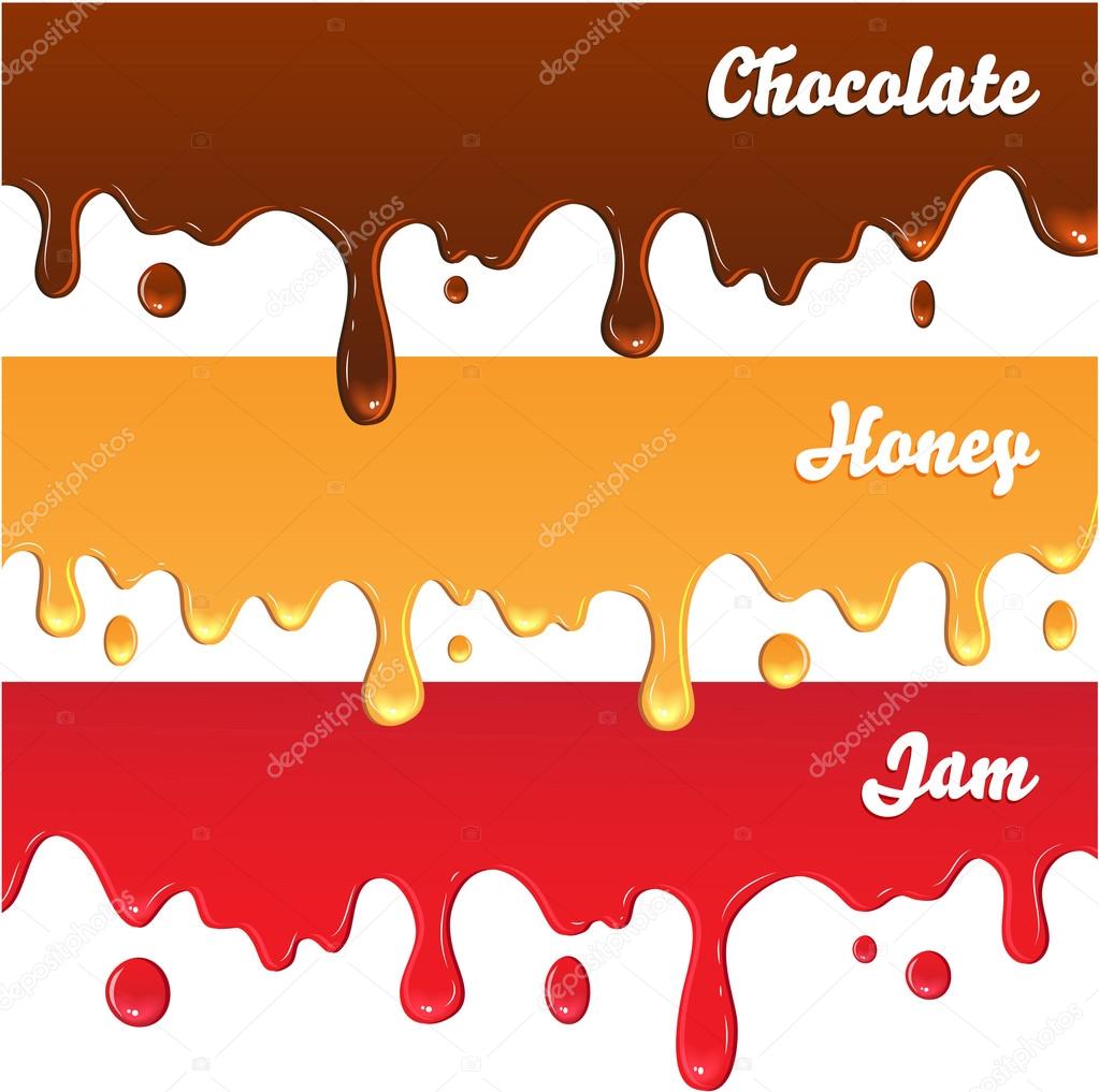Chocolate, honey, jam drips