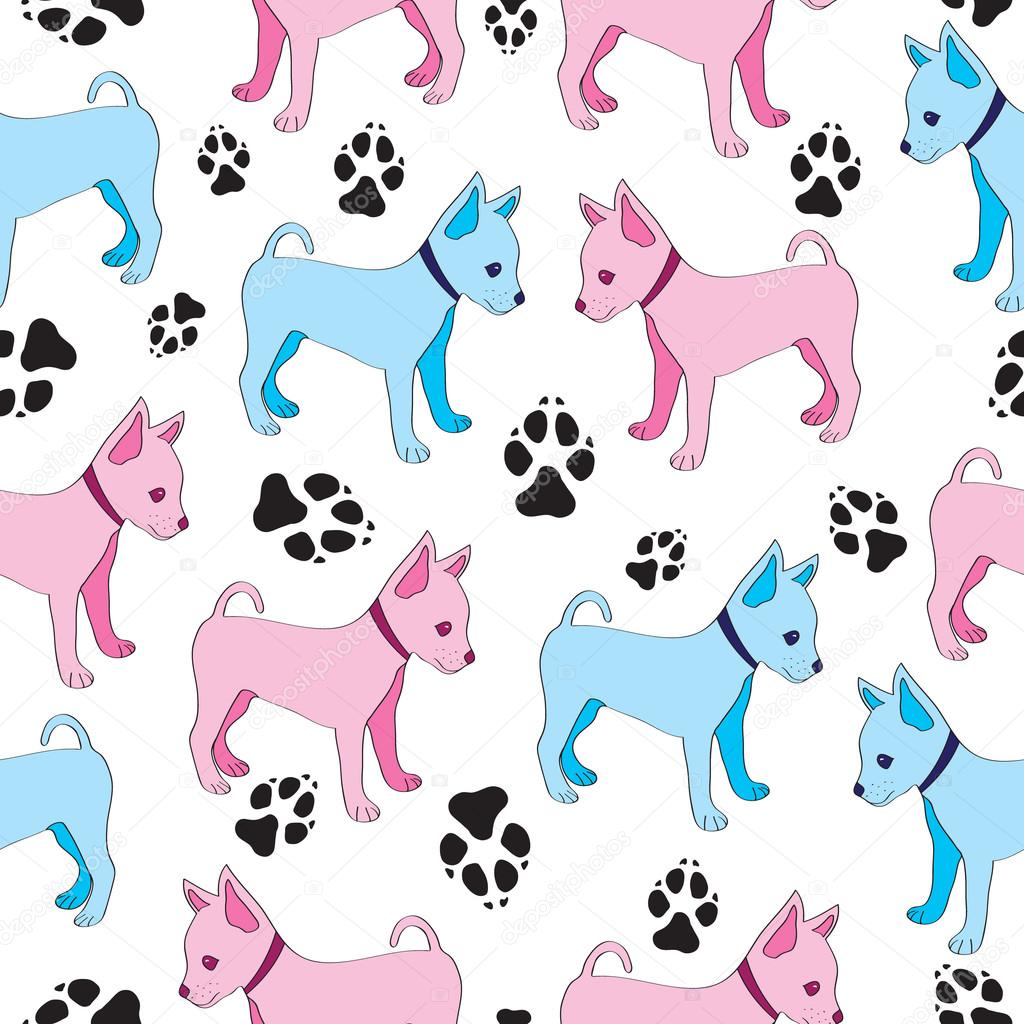 Russian Toy Terrier seamless pattern