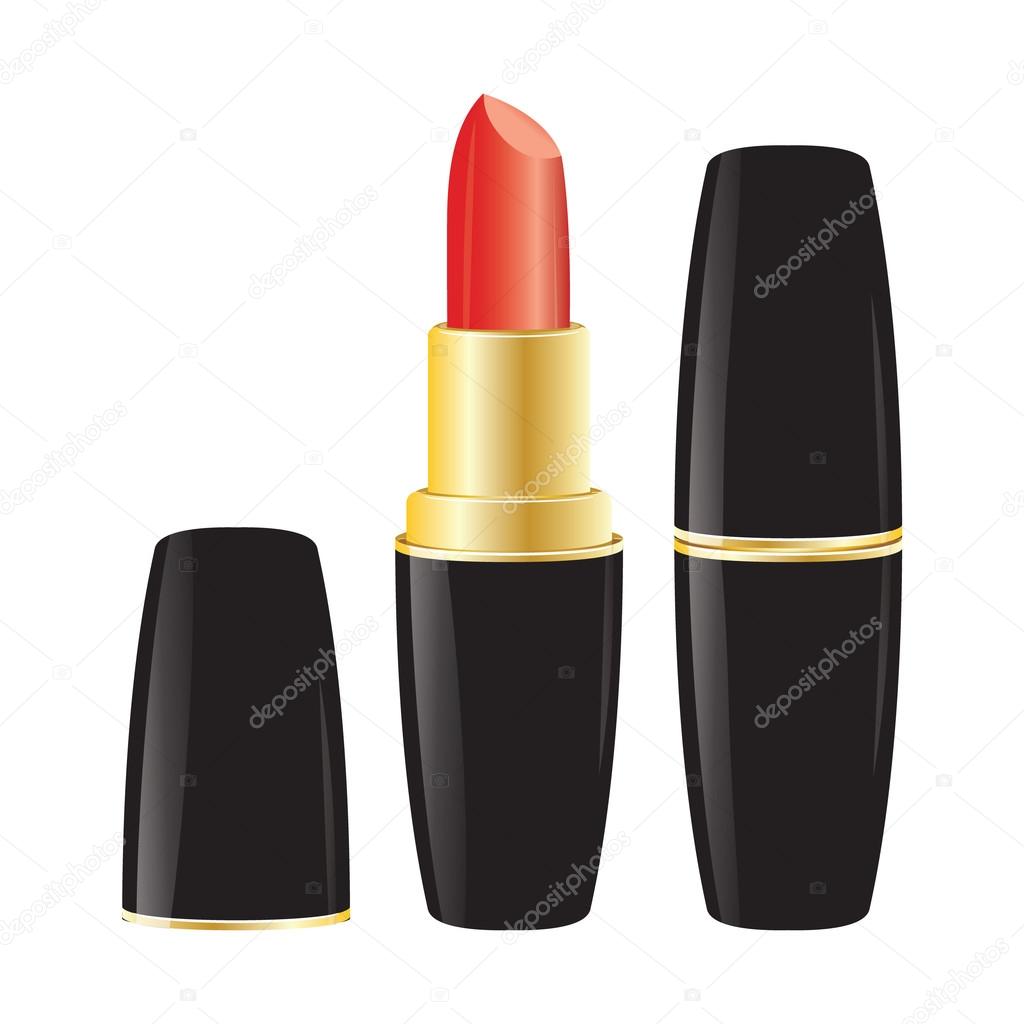 Pomade Lipstick in black case on white background Vector