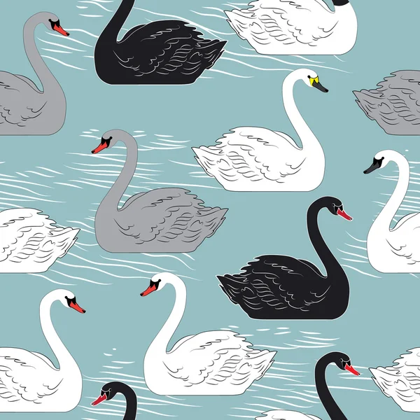 Swans. Seamless  pattern. — Stock Vector