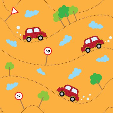 Cartoon cars seamless pattern. Template for design. clipart