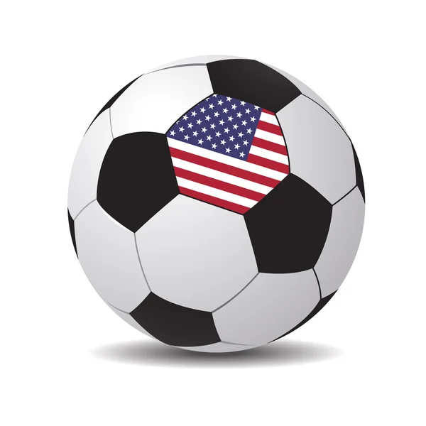 アメリカ合衆国の国旗とサッカー ボール. — ストックベクタ