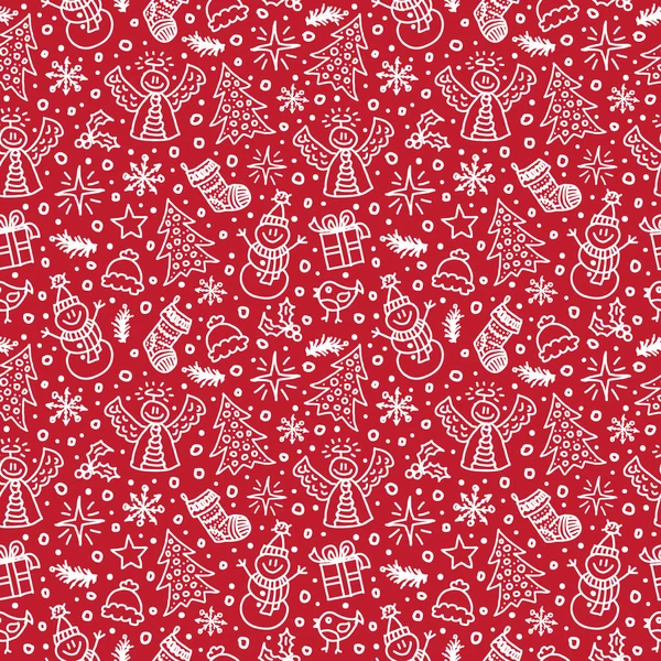 Christmas Red Seamless Pattern. Vector illustration. New year — Stock Vector