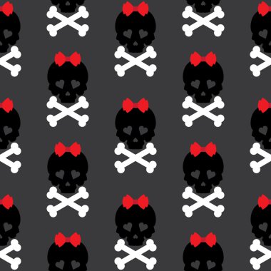 Skull with a bow, seamless pattern background
