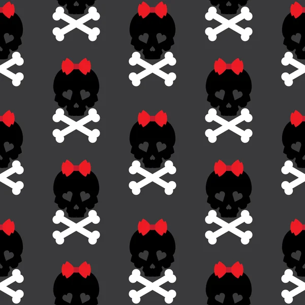 Skull with a bow, seamless pattern background — Stockfoto